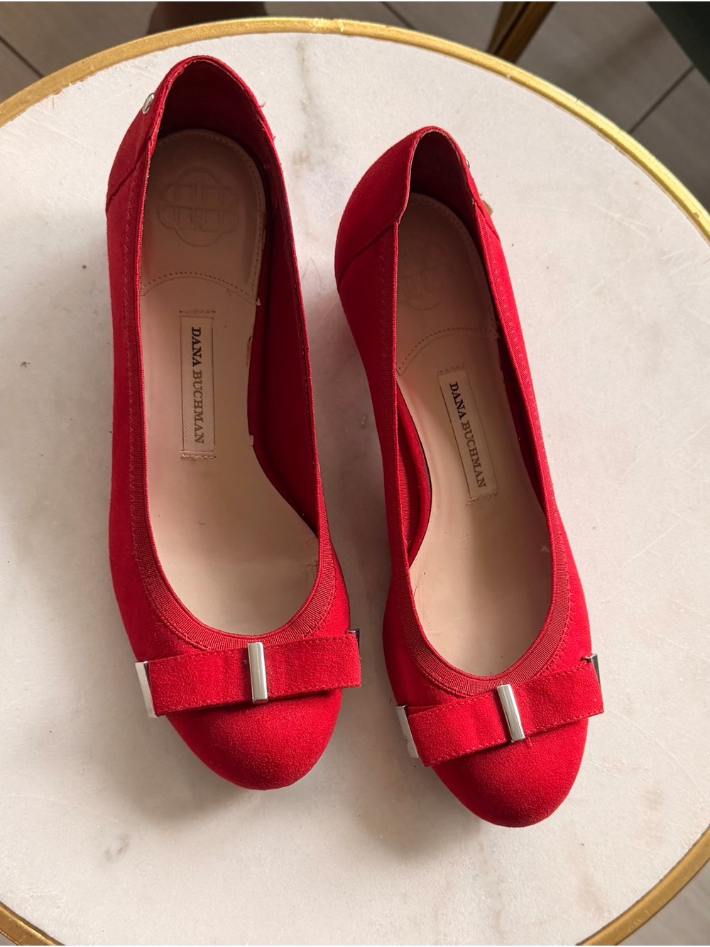 Dana Buchman Red Suede Bow Flats